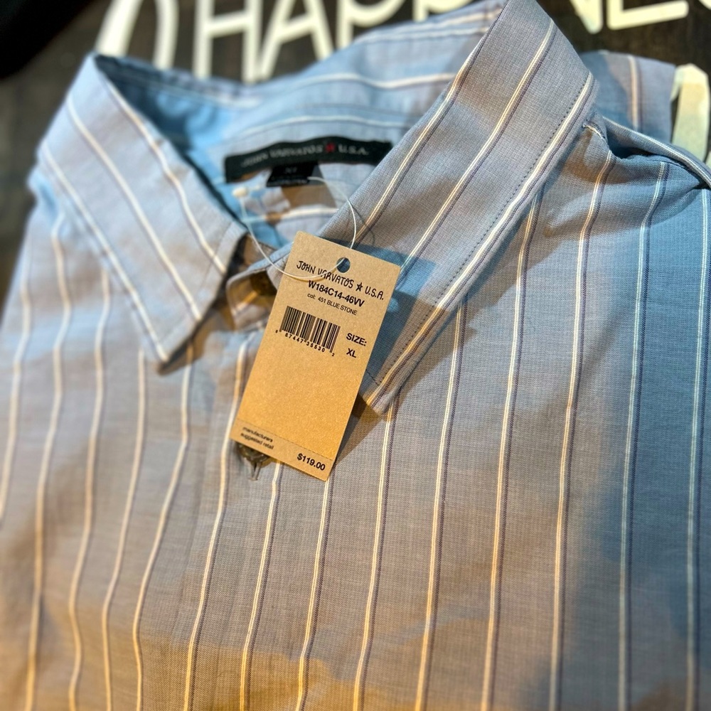 NWT John Varvatos Slim Fit Stripe Button Down Shirt Sz XL